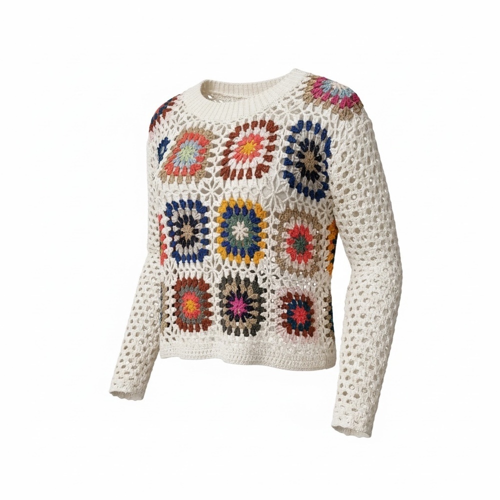 Debut Granny Square Crochet Sweater, NWOT, Med - Picture 2 of 5